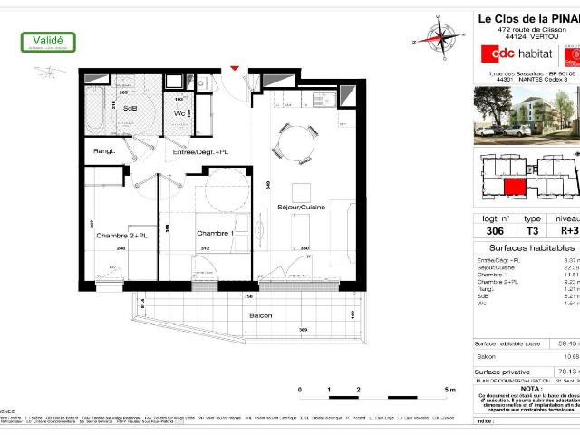 Appartement 3 pièces 60 m²