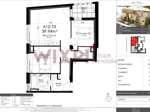 Appartement 3 pièces 60 m²