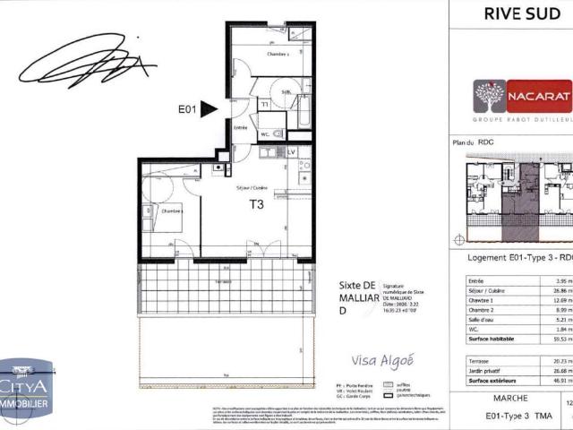 Appartement 3 pièces 60 m²