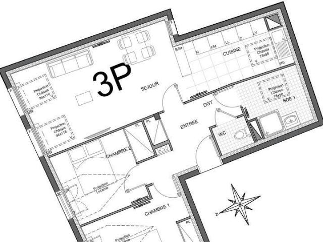 Appartement 3 pièces 60 m²