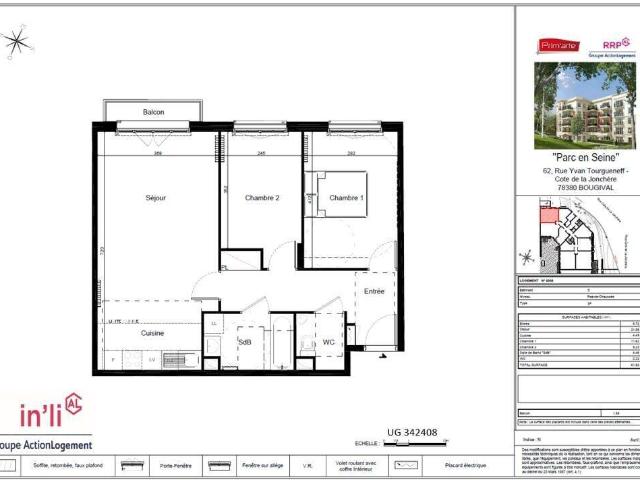 Appartement / 3 pièces / 61.82 m2