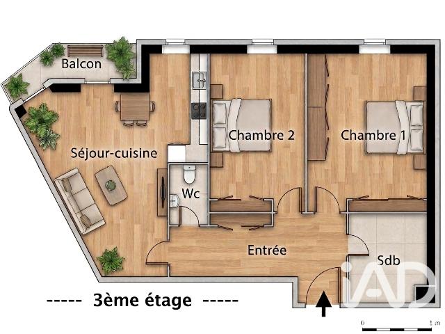 Appartement 3 pièces, 61 m² à louer à Gennevilliers 92230