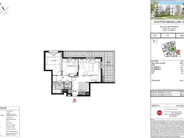 Appartement 3 pièces 61 m²