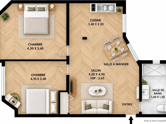 Appartement 3 pièces 61 m²