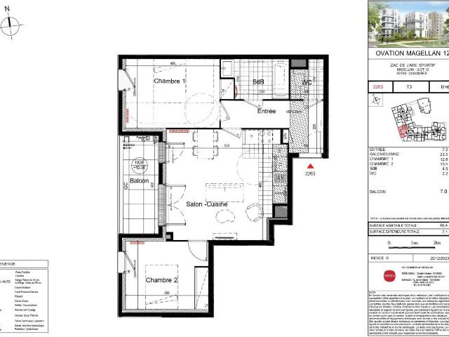 Appartement 3 pièces 61 m²