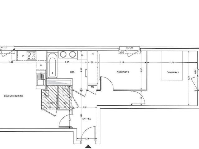 Appartement 3 pièces 61 m²