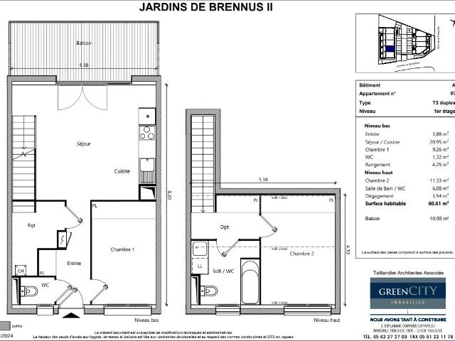 Appartement 3 pièces 61 m²