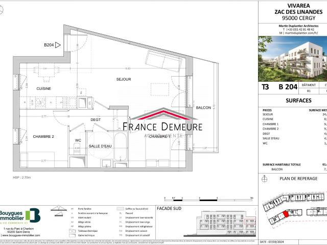 Appartement 3 pièces 61 m²