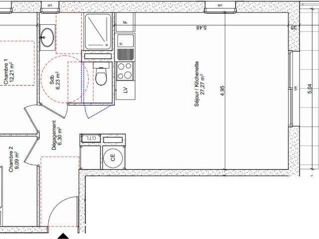Appartement 3 pièces 61 m²