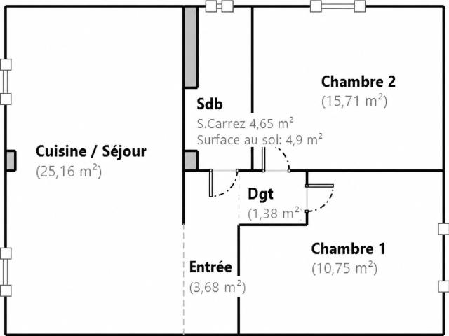 Appartement 3 pièces 61 m²