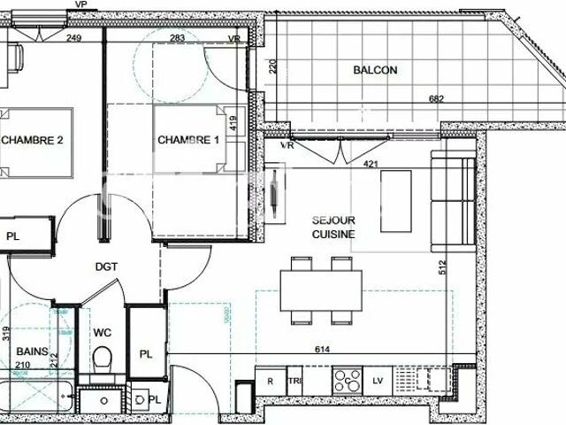 Appartement 3 pièces 61 m²