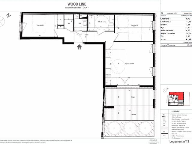 Appartement 3 pièces 61 m²