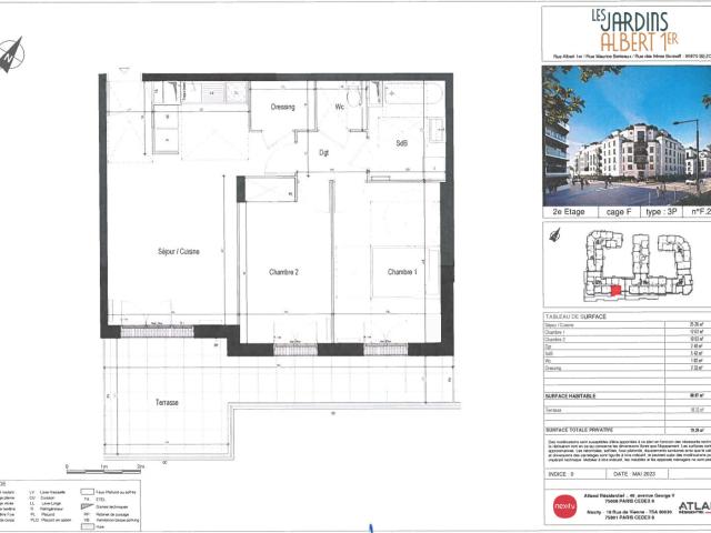 Appartement 3 pièces 61 m²