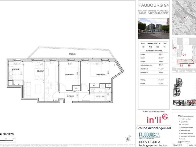 Appartement / 3 pièces / 62.10 m2
