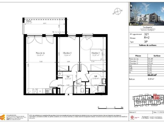 Appartement 3 pièces 62 m²
