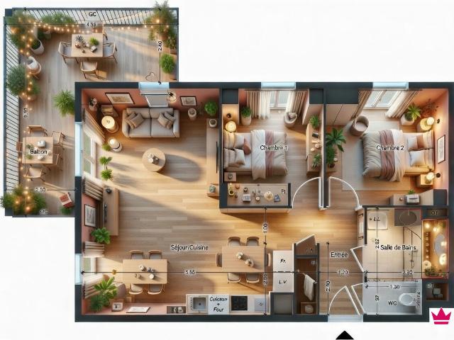 Appartement 3 pièces 62 m²