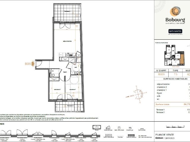 Appartement 3 pièces 62 m²