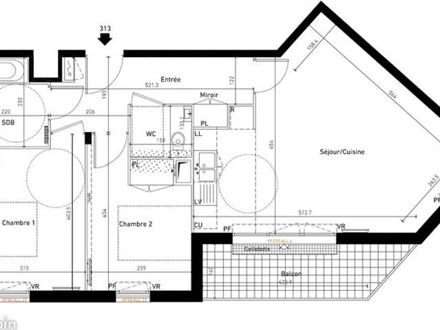 Appartement 3 pièces 62 m²