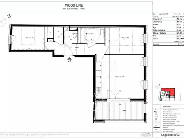 Appartement 3 pièces 62 m²