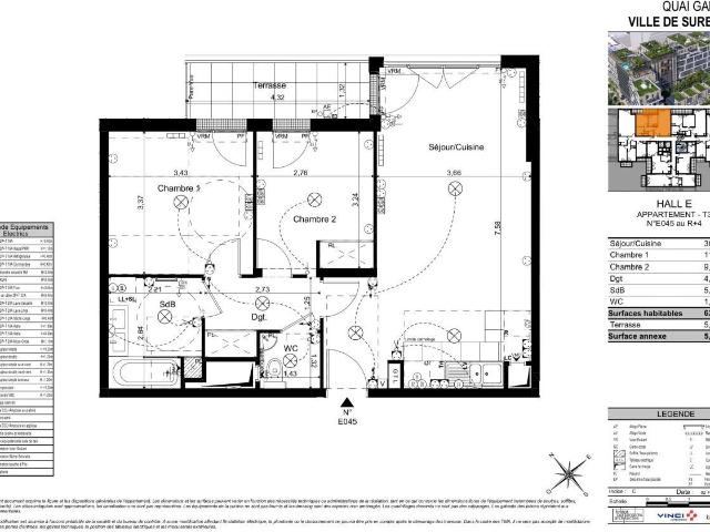 Appartement 3 pièces 62 m²