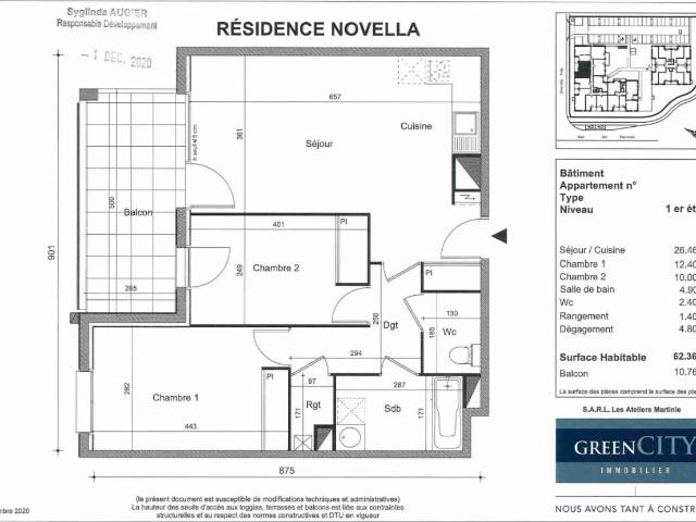 Appartement 3 pièces 62 m²