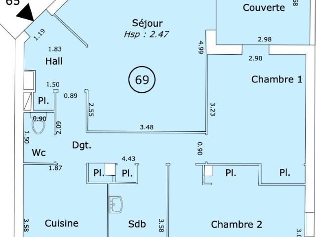 Appartement 3 pièces 67 m²