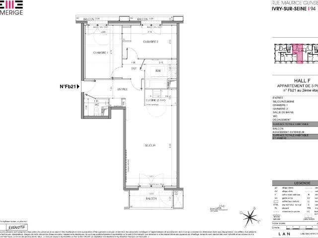 Appartement 3 pièces 67 m²