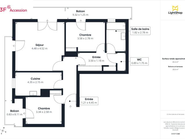 Appartement 3 pièces 67 m²