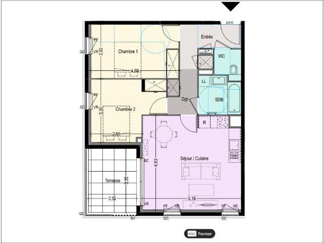 Appartement 3 pièces 64 m²