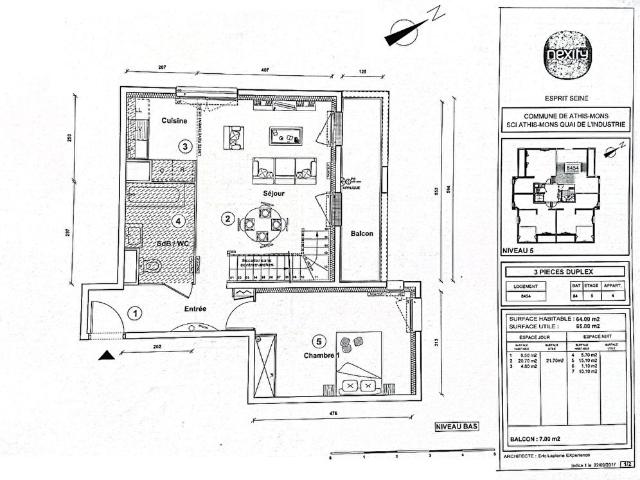 Appartement 3 pièces 64 m²
