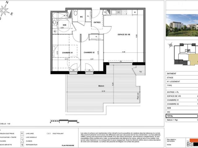 Appartement 3 pièces 64 m²