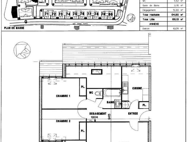 Appartement 3 pièces 65 m²