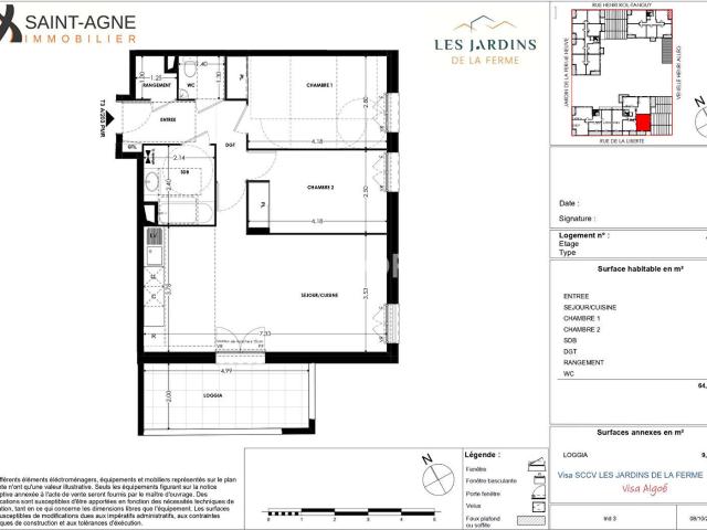 Appartement 3 pièces 65 m²