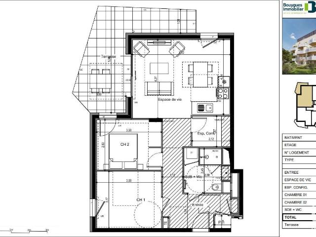 Appartement 3 pièces 65 m²