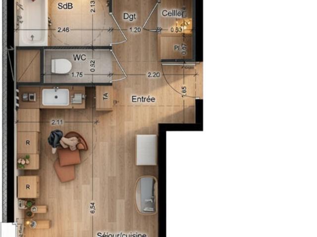 Appartement 3 pièces 65 m²