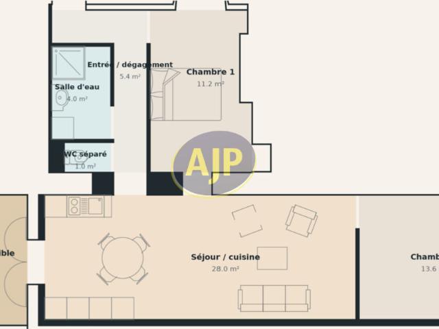Appartement 3 pièces 65 m²