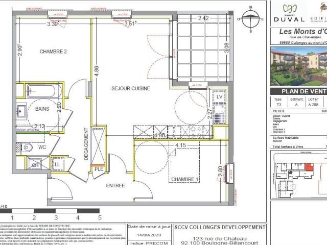 Appartement 3 pièces, 66 m² à louer à Collonges au Mont d'Or 69660