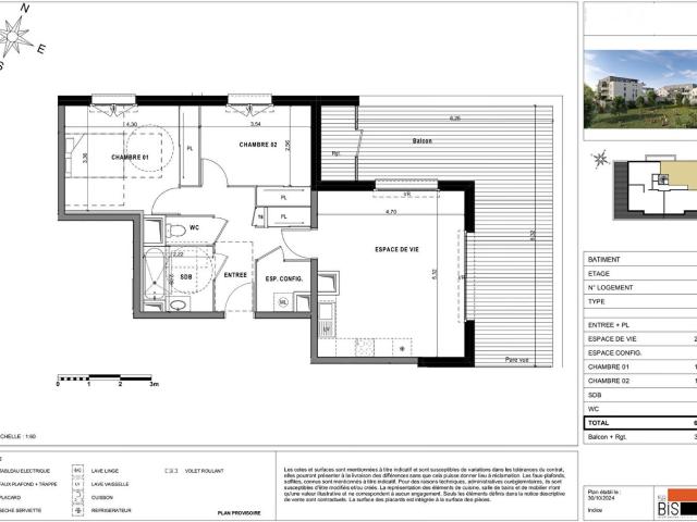 Appartement 3 pièces 66 m²