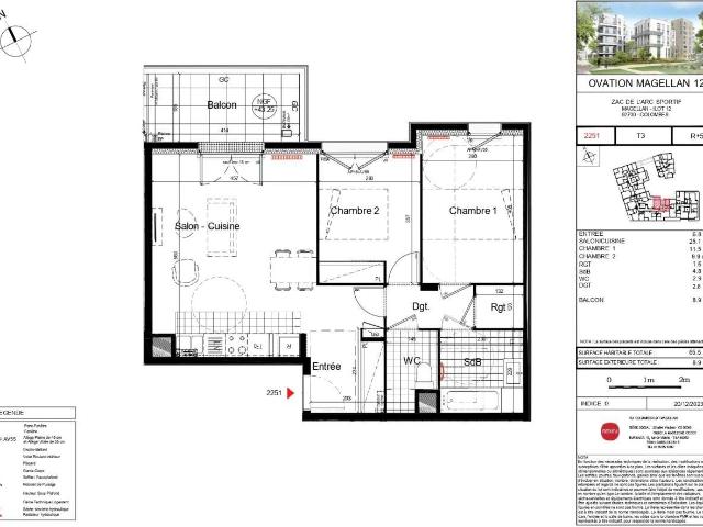 Appartement 3 pièces 66 m²