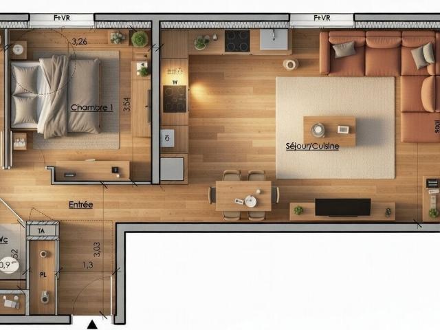 Appartement 3 pièces 66 m²