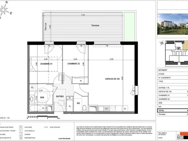 Appartement 3 pièces 66 m²