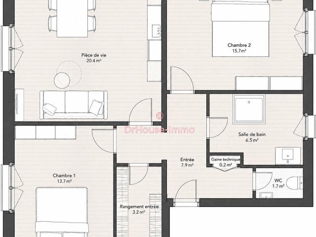 Appartement 3 pièces 68 m²