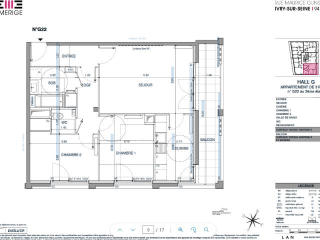 Appartement 3 pièces 68 m²