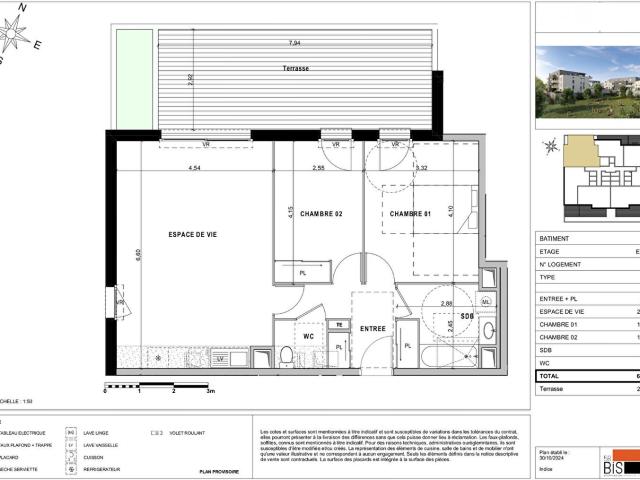 Appartement 3 pièces 68 m²