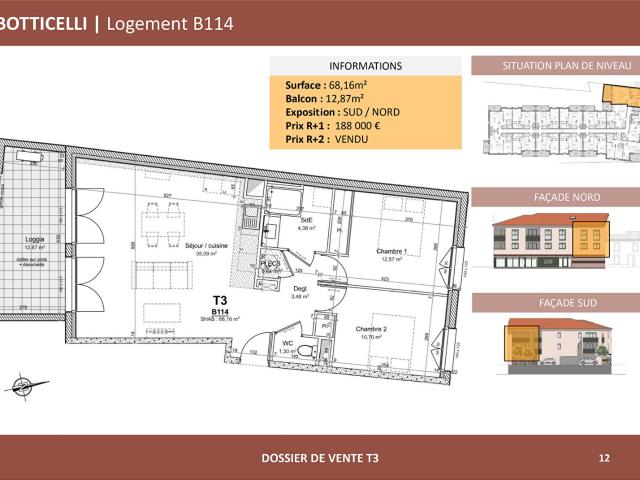 Appartement 3 pièces 68 m²