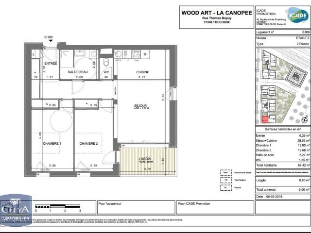 Appartement 3 pièces 68 m²