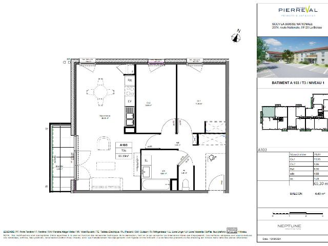 Appartement 3 pièces 68 m²