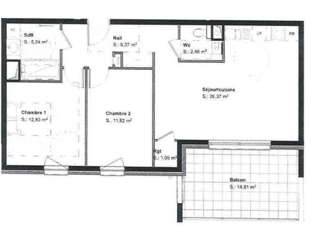 Appartement 3 pièces 68 m²