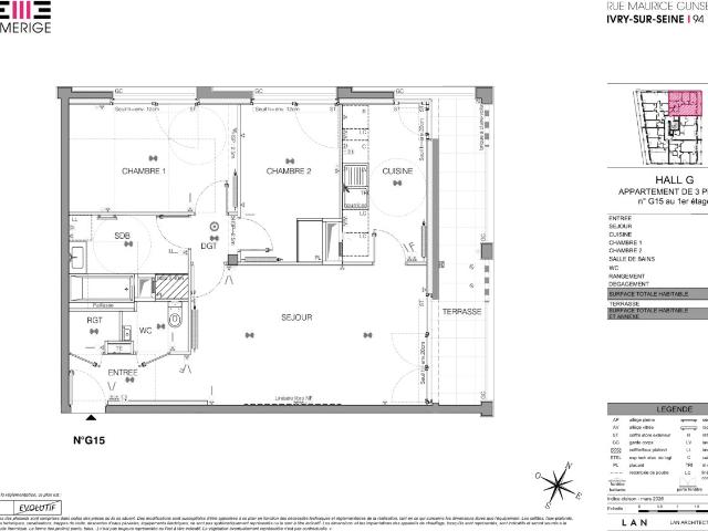 Appartement 3 pièces 68 m²