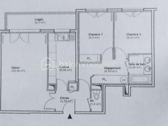 Appartement 3 pièces 68 m²